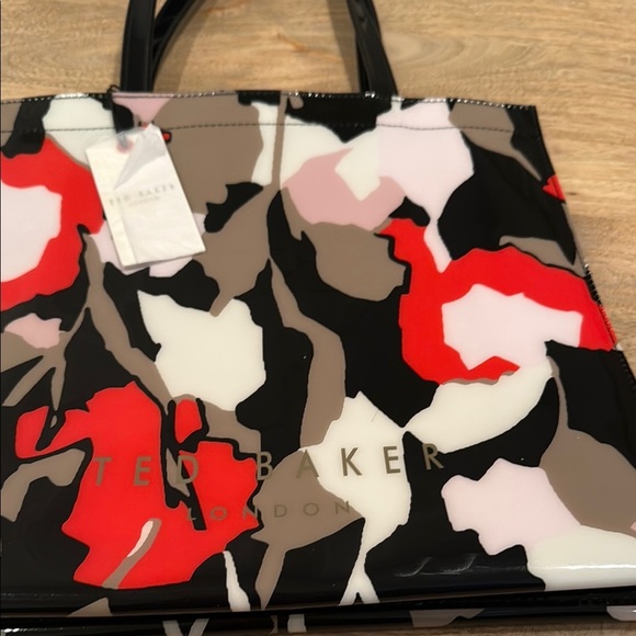 NWT Ted Baker London Women's Floral Tote Bag - Black, Red, White - Picture 4 of 10